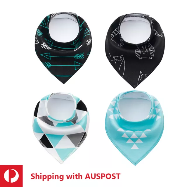 4pcs Cotton Baby Bibs Set Kid Infant Boy Unisex Feeding Soft Triangle Bandana 3