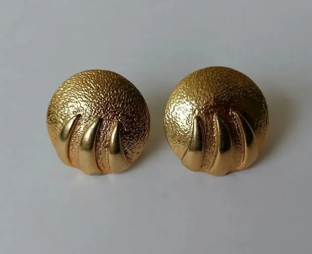 vintage earrings gold tone 1950s 60s Mid Century Modernist Brutalist Retro Stud