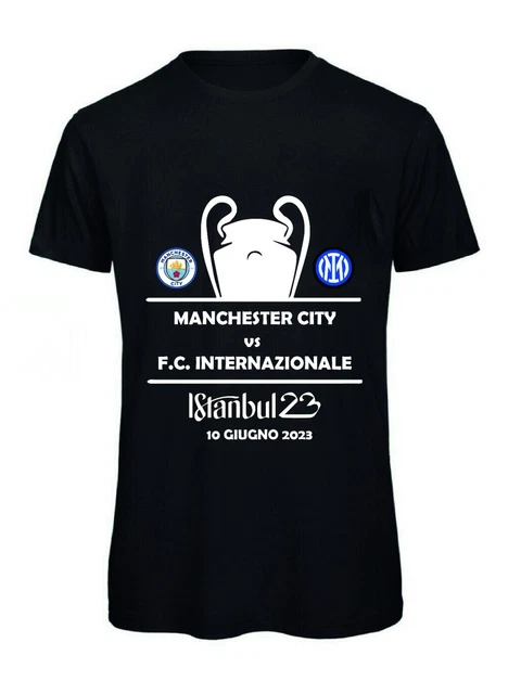 Tshirt uomo nera MANCHESTER CITY-INTER FINALE UCL ISTANBUL 2023 maglia tifoso