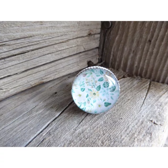 Vintage Drawer Pull White Floral Glass Handle Kitchen Cabinet Dresser Door Knob