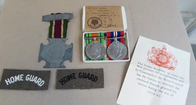 Ww11 British Home Guard Boxed Medal Grouping Patches Etc To A Major R.f. Knight