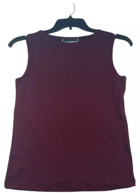 Karen Scott Tank Top Womens size Large Petite PL Burgundy Red Cotton New