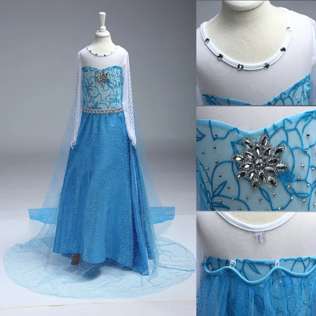 Abito elegante per bambini costume principessa Elsa & Anna abito fantasia ragazza abito da festa 5