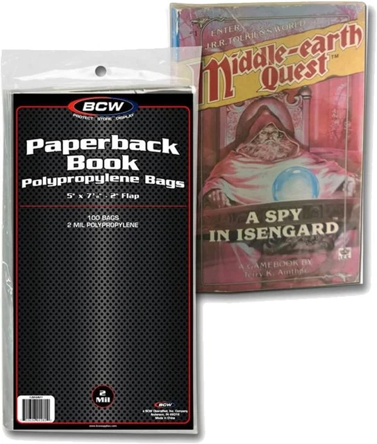 BCW Paperback Book Bags Pack of 100 Safe Storage Poly Holders Acid Fast Free S&h