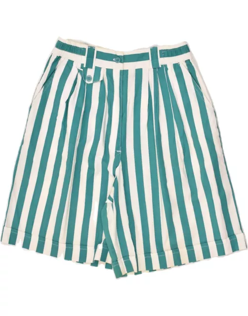 VINTAGE Womens Chino Shorts IT 44 Medium W30  Green Striped Cotton AY13