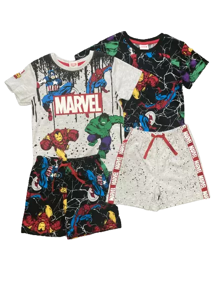 " BNWT Kids Boys 2 Pack Marvel Avengers Short   Pyjama Set Matalan (ST376)