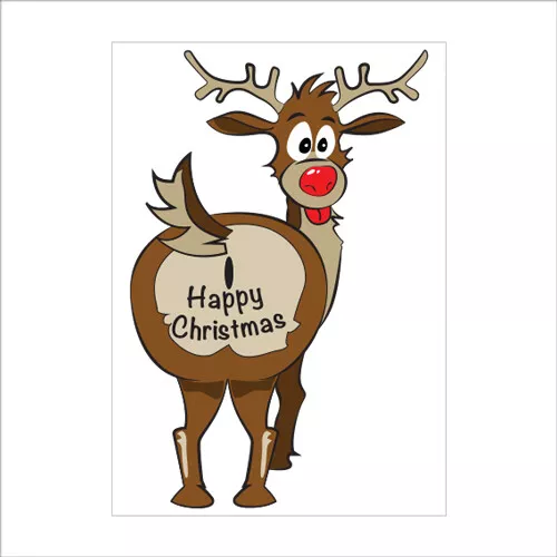 Reindeer Rude Bum Christmas Sticker / Cling Window Stickers