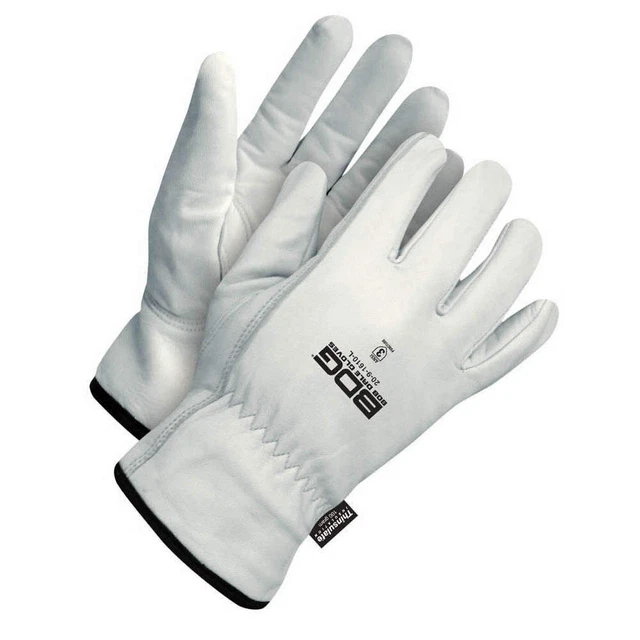 BDG 20-9-1610-M Leather Gloves,White,Slip-On,M,PR