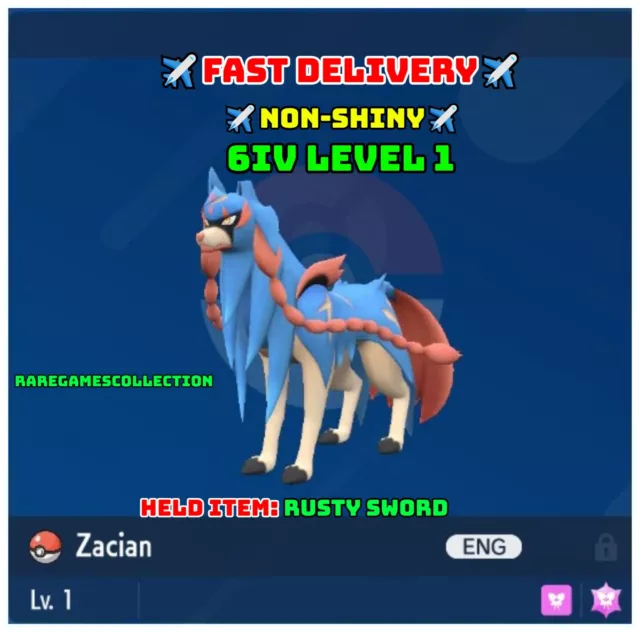 Pokemon Sword Shield ✨ SHINY EVENT ZACIAN Legendary 6IV ✈️ FAST DELIVERY ✈️