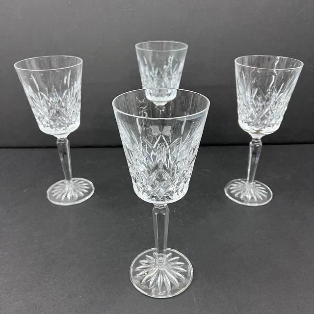 Set Of 4 Waterford Crystal Glasses Glenmore Cut Water Goblet 8 1/4”Tall