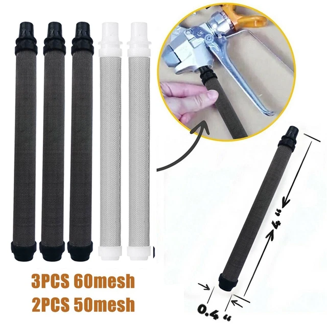 5 Pcs 60Mesh +50mesh Airless Spray Tool BLACK Filter Insert/304 Stainless Steel