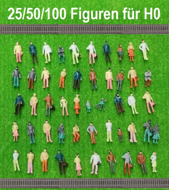 Modelleisenbahn Figuren Reisende 1:87 H0 Figuren bemalt gemischt HO Figures Neu