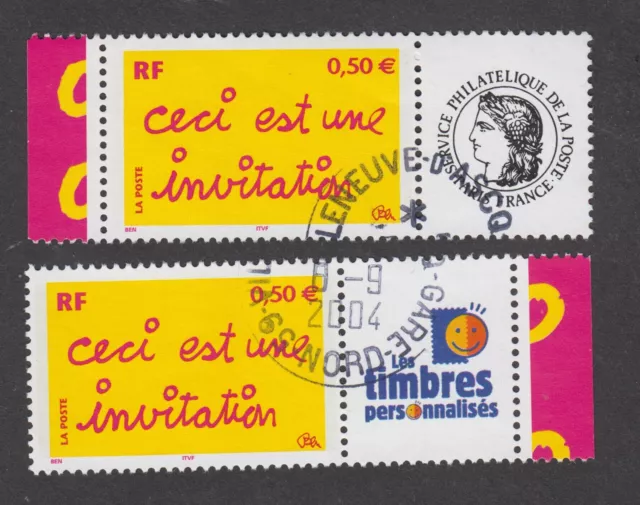 France - Timbres Personnalisés oblitérés N°3636A - Cachets ronds - TB