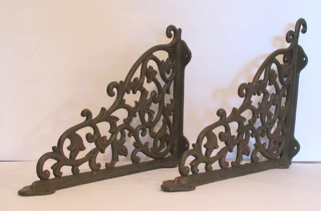 Antique Cast Iron Wall Shelf Brackets country home cottage rustic camp Victorian