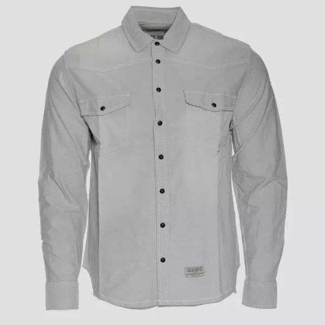 Mens Jacksouth Denim Shirt Long Sleeve Chest Pocket Contrast Cotton Snap Button 6