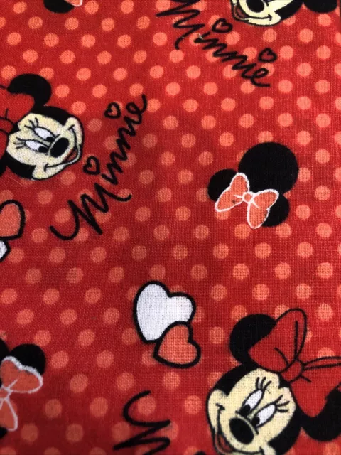 Minnie Mouse Retro Polka Dot Fabric Disney Cotton Fat Quarter FQ 18" x 21"