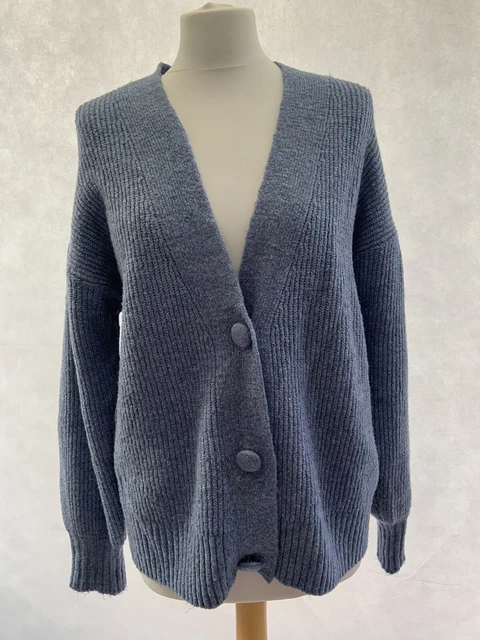 cardigan George size 8-10 blue acrylic blend knit v neck long sleeved button up