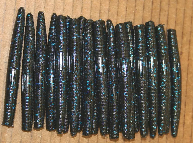 50 PACK 3 Stick Senko Style Black Blue Fleck Bulk Bag Bass Lure Plastic  Worm $7.99 - PicClick