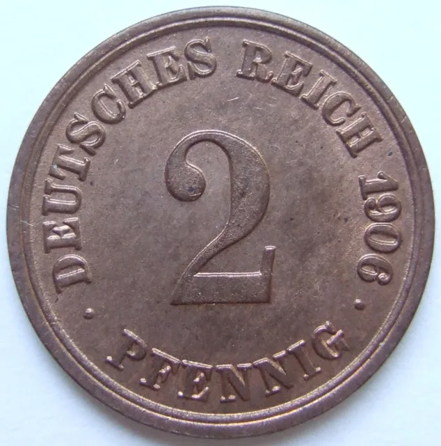 Moneta Reich Tedesco Impero Tedesco 2 Pfennig 1906 F IN Brillant uncirculated