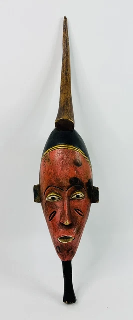 Vintage Hand Carved And Painted Wooden African Tribal Mask (27”)