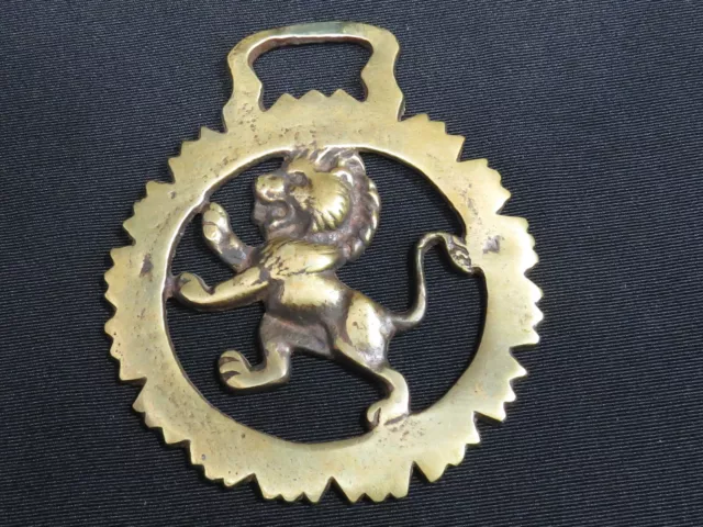 Vintage Lion Horse Brass with Getts Medallion Harness Ornament