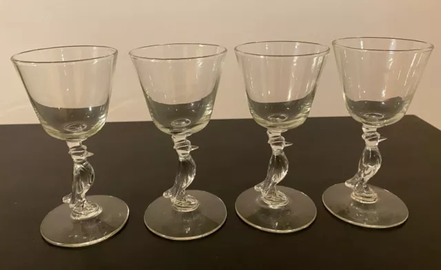 Libbey Glass Company Old Crow Stemware Wine Glasses Set of 4