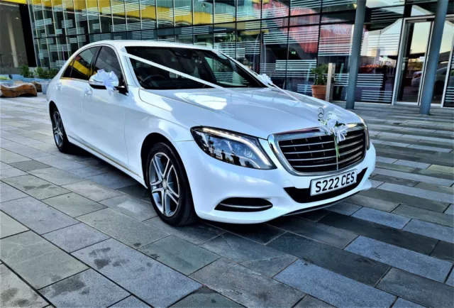 White Mercedes S class executive wedding car hire