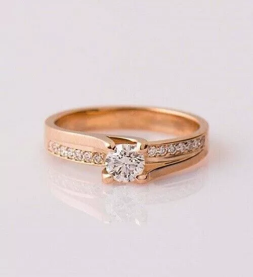 2.00 Ct Round Cut Simulated Diamond Solitaire Engagement Ring 14k Rose Gold Over