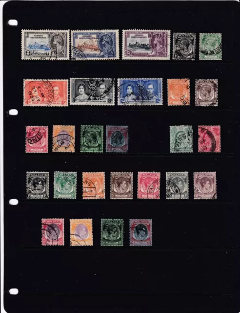 Old British Empire Malaya Straits Settlement All Different Used Stamp Collection
