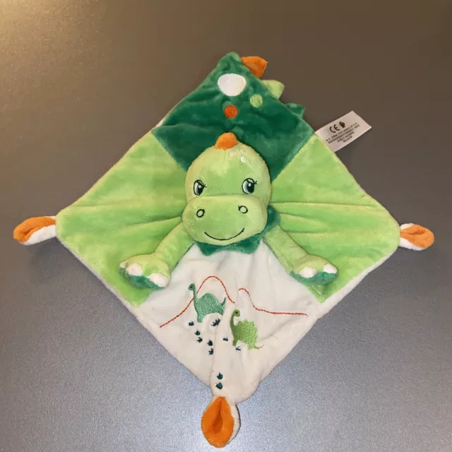 Doudou plat dinosaure dragon vert blanc orange Simba toys Kiabi