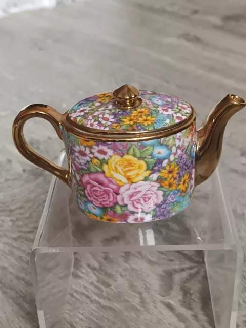 Ayshford Fine Bone China Made In Staffordshire England Summer Minuature Teapot