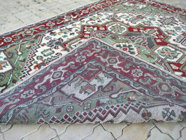 NEW Hand knotted Serapi Heriz Rug Green Red Fine Wool Bedroom Carpet Area Rug 3