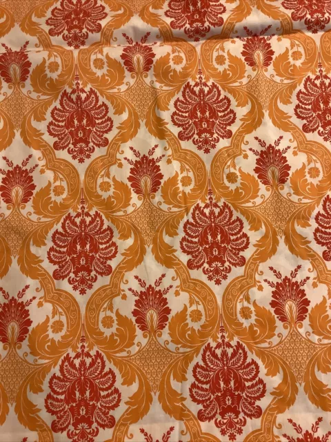 Waverly Inspirations Fabric Damask Floral Screen Print Orange Red 4 Yards