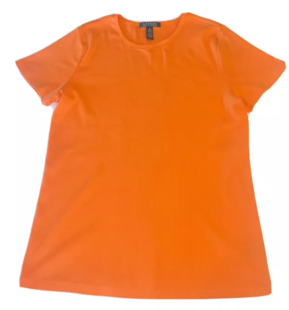 Lauren Ralph Lauren T Shirt Women's XL Orange Short Sleeve Logo