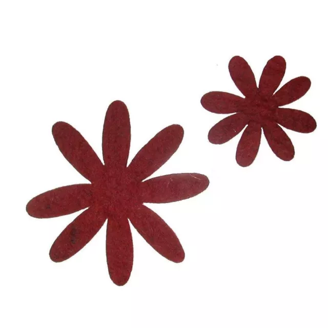 Set da 2 Fiori in Feltro colore Bordeaux per decorazioni
