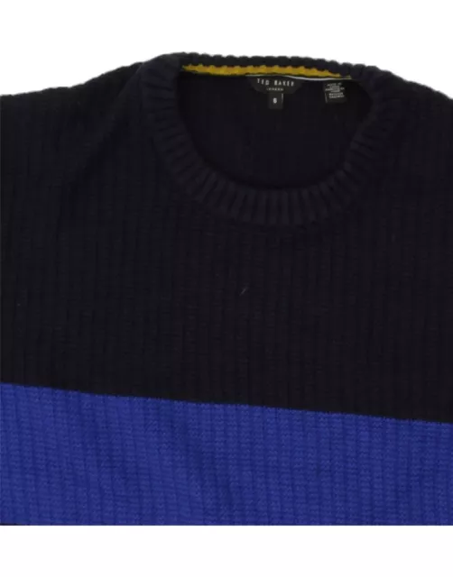 TED BAKER MENS Crew Neck Jumper Sweater 2XL Navy Blue Colourblock ...