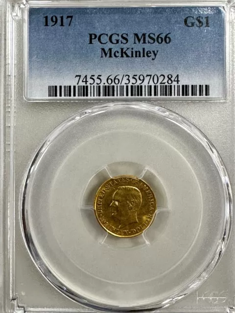 Scarce PCGS MS66 1917 $1 Dollar William McKinley Commemorative Gold Coin FreeShp