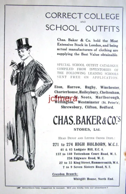 1919 Chas. Baker & Co. School & College Outfitters AD #1 - Original Print Advert
