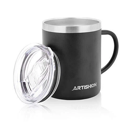 ARTISHION 12oz Insulated Coffee Mug with Handle, Stainless Steel Travel Tumbler