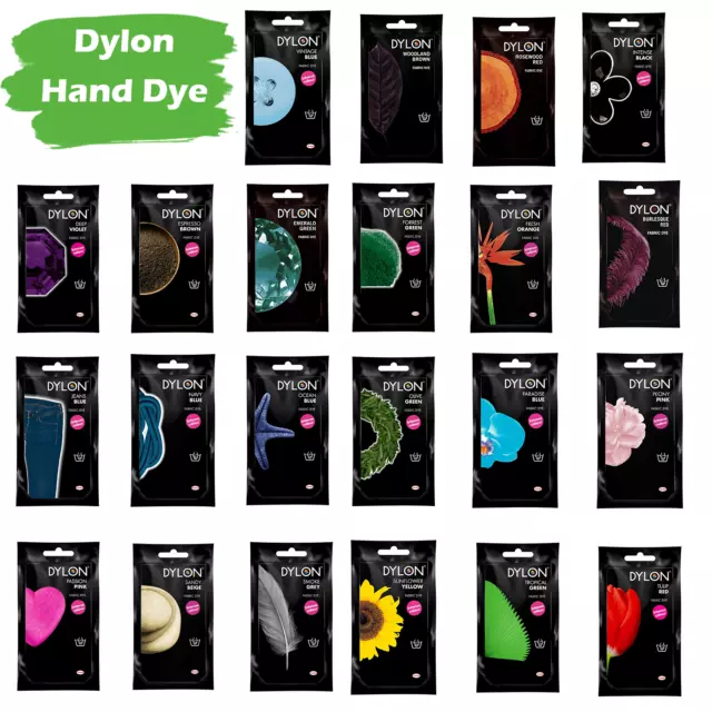 50g Packung DYLON Stoff Kleidung Handwäsche Farbe Färbung Ändern Zur Auswahl