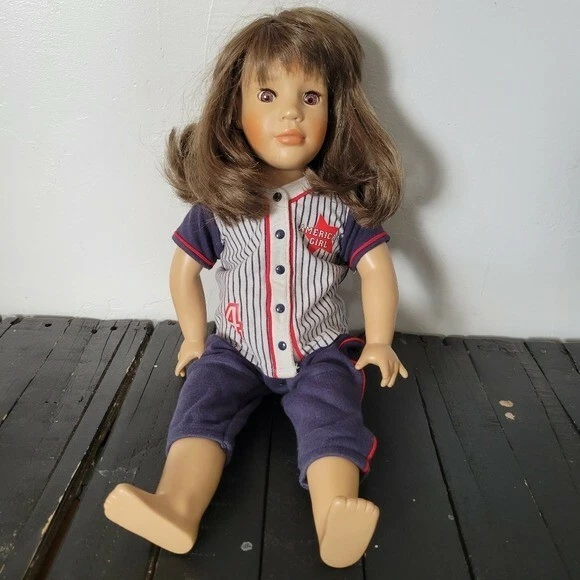 Storybook Heirlooms Doll American Girl Blue Baseball Pinstripe Outfit Brown Hair