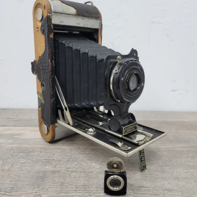 Cámara de bolsillo plegable antigua Kodak Jr. autográfica no 1A