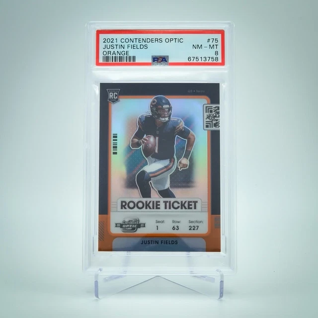 2021 Contenders Optic Orange Rookie Ticket Justin Fields RC #/50 PSA 8