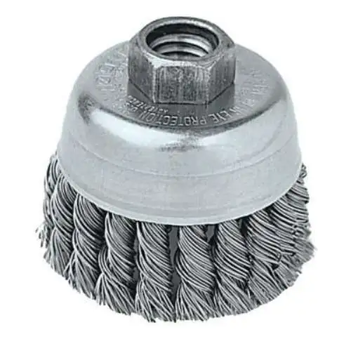 Weiler Single Row Heavy-Duty Knot Wire Cup Brush, 2-3/4 dia, 5/8 to 11 UNC, 0.02