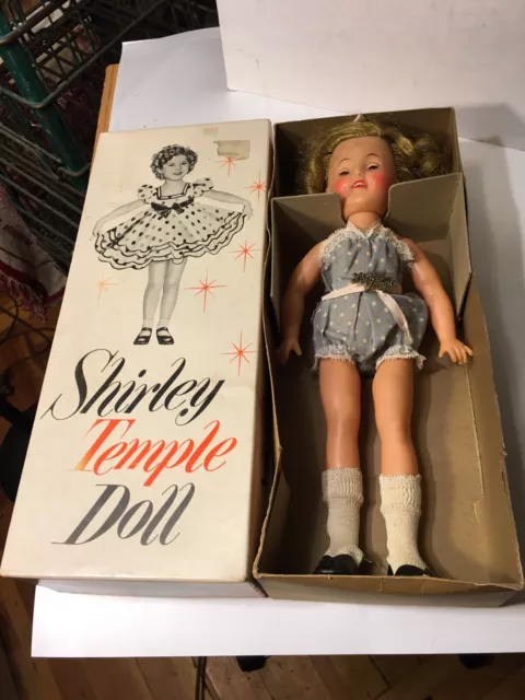 Vintage 1950's  Ideal Shirley Temple 12"  Doll W/  Pin Dress  & Box