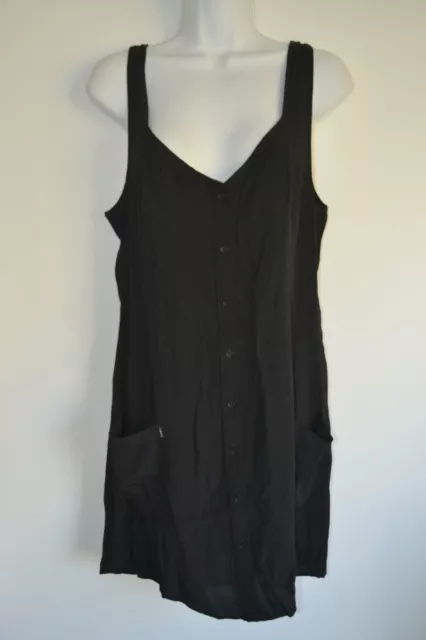 OBEY, Tank Dress, Jinx, Black, Large, Open Back, Button Down Front, Pockets