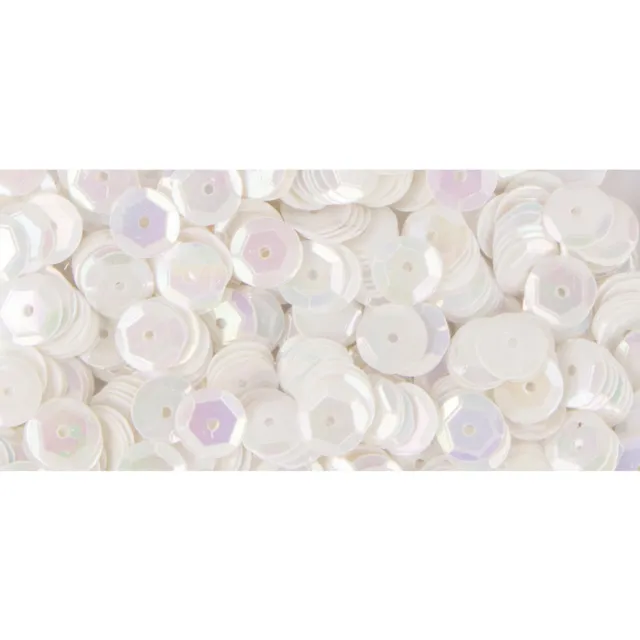 Sequins White Iridescent Ø6 MM Dangle Puff 6 G Washable