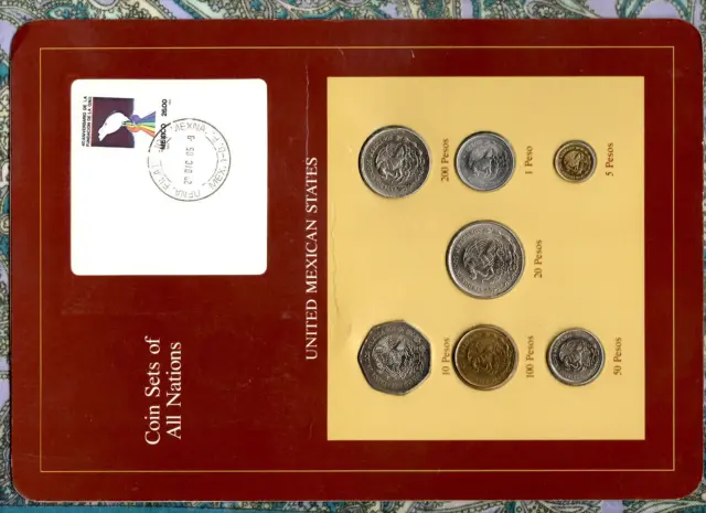 Coin Sets of All Nations Mexico UNC 20 Peso 1984 200,100,50,10,5,1P 1985