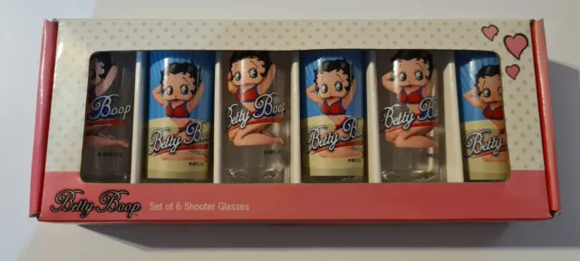 Betty Boop Collectable Set of 6 Shooter Glasses *BRAND NEW* Free Postage