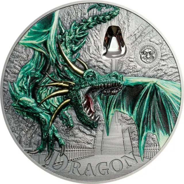 Palau  2019  10$ - Mythische Kreaturen - Green Dragon 2 Oz- silber Münze